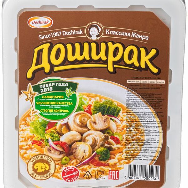 Лапша Доширак быстрого приготовления со вкусом грибов, 90г
