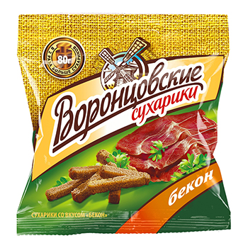 

Сухарики Воронцовские ржаные со вкусом бекона 80г