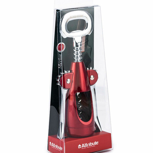 Штопор красный металлик VIVA Chrome 23см