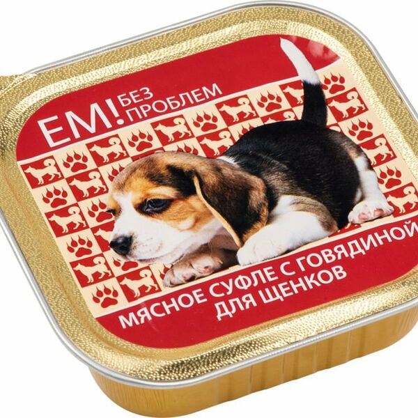 Корм для щенков Мясное суфле Ем без проблем с говядиной
