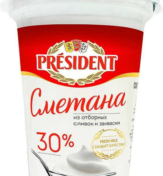 Сметана President 30%, 350г