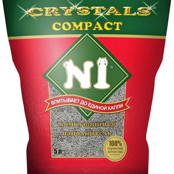 Наполнитель для кошачьего туалета №1 Crystals Copact комкующийся 5л