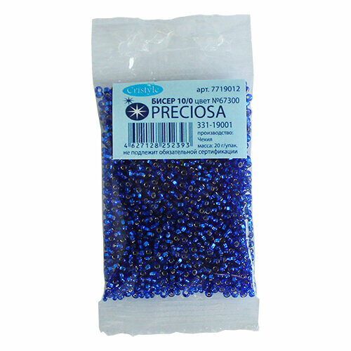 (67300) 331-19001-10/0 Бисер прозрачный с сереб. центр. 10/0, 20гр Preciosa,упак