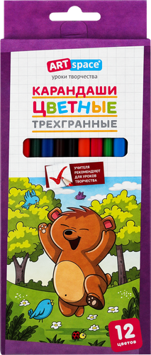 

Карандаши цветные ARTSPACE Лесные жители, трехгранные, 12 цветов, Арт. CP_41025