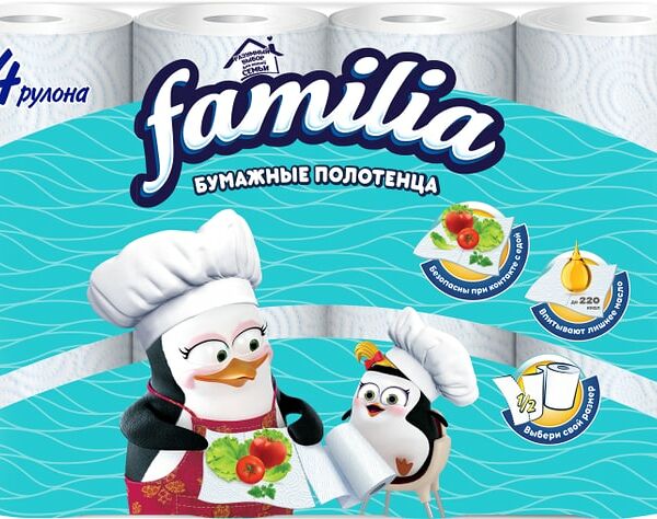 Бумажные полотенца Familia 4 рулона 2 слоя