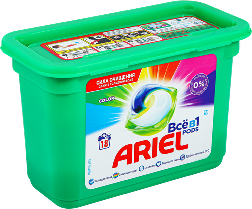 

Капсулы для стирки Ariel Color Всё в 1, 18 шт.