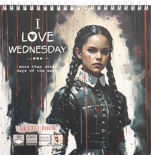 Скетчбук Prof-press 40 листов, на гребне, 19х19см, в ассортименте