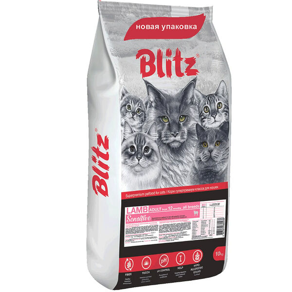 Сухой корм Blitz Sensitive Lamb Adult Cats All Breeds с ягненком для взрослых кошек всех пород 10 кг