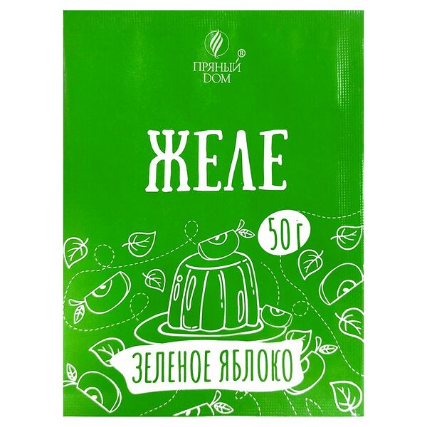 Концентраты пищевые Сладкие блюда Желе со вкусом и ароматом Зеленое яблоко 50г Пряный Дом