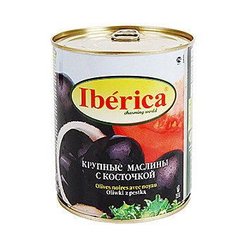 

Оливки черные Iberica гигантские с косточкой 875 г Испания