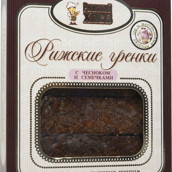 Рижские гренки Рижский Хлеб с чесноком и семечками, 170 г