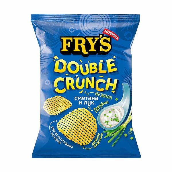 Чипсы рифлёные, FRY’S, 70 г, со вкусом сметаны и лука