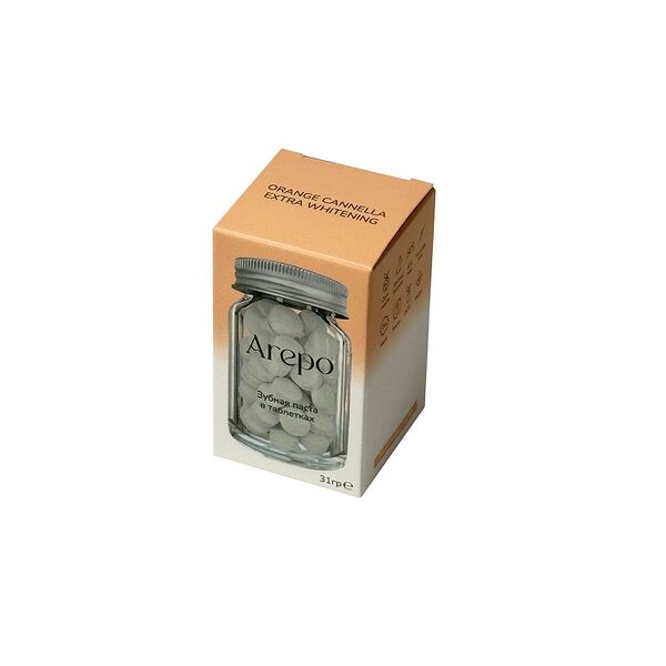 Arepo Зубная паста в таблетках Orange cannella extra whitening 55 таблеток