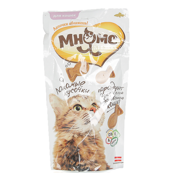 Лакомство для кошек Мнямс Лакомые кусочки в форме рыбок со вкусом лосося Pro Pet Austria Heimtiernahrung 1шт