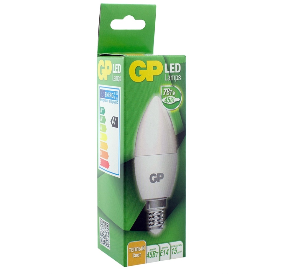 

Лампа светодиодная LED C37-7WE14-27K-2CRB1 ТМ GP