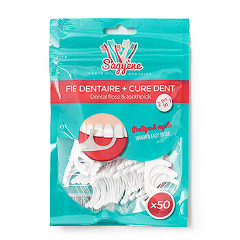 Нить зубная с держателем и зубочистка 2 в 1, Sagyene, Китай