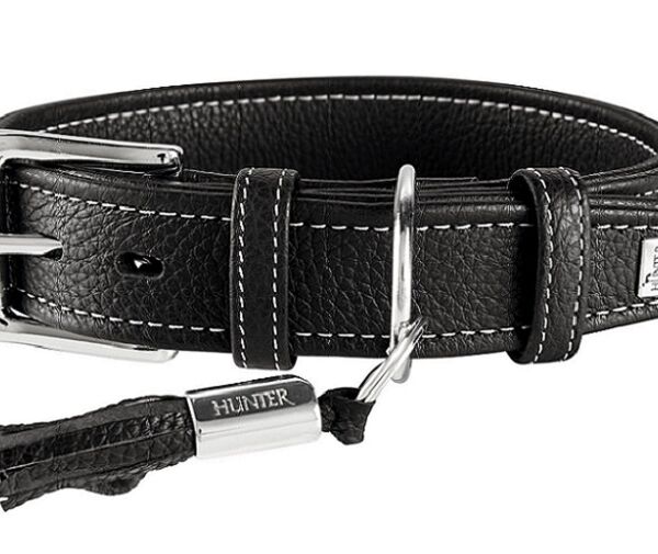 Hunter ошейник кожаный Cannes 29 - 37 см., Черный
