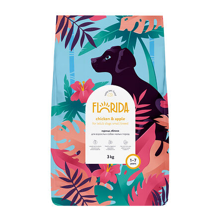 Сухой корм Florida для взрослых собак малых пород Курица и яблоко