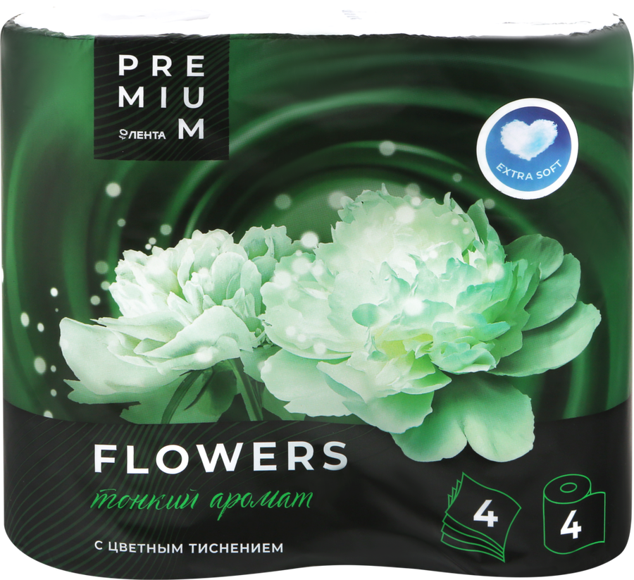 

Бумага туалетная Лента Premium Flowers 4-слоя ароматизированная 4 шт