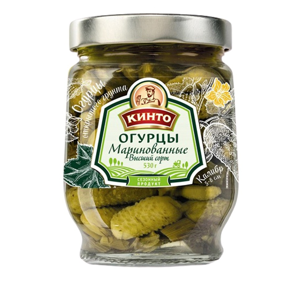 

Огурцы Кинто маринованные высший сорт 530 г