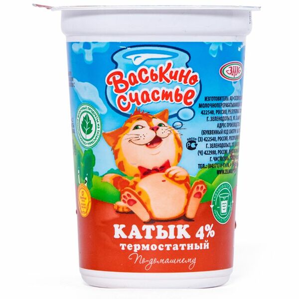 Катык Васькино Счастье термостатный 4%, 350г
