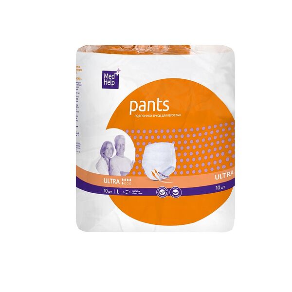 Подгузники-трусы MedHelp Ultra для взрослых размер L 10 шт