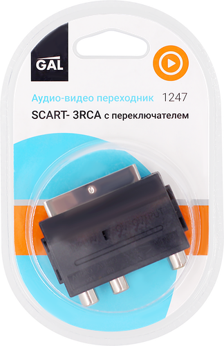 Переходник GAL SCART-3RCA с переключателем 1247