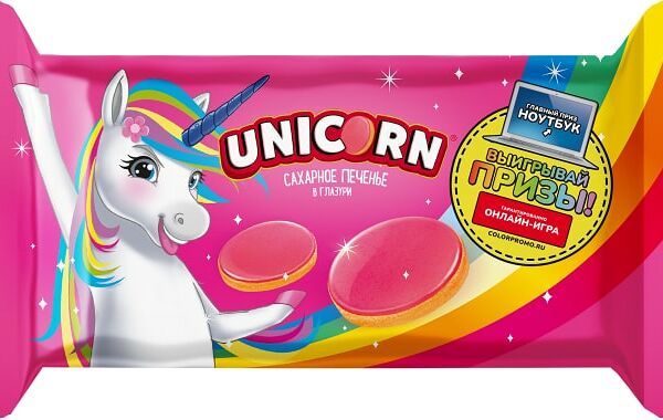 Печенье Kelloggs Unicorn Cахарное в глазури Клубника 105г