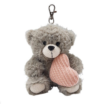 Игрушка-брелок ПЛЮШ ЛЕНД Мишка с сердцем серый (малый) 13 см, Китай
