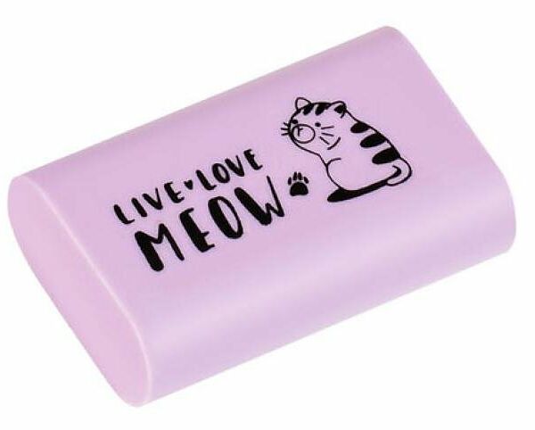 Ластик Meshu Live Love Meow термопластичная резина 37х24х11 мм, 1 шт