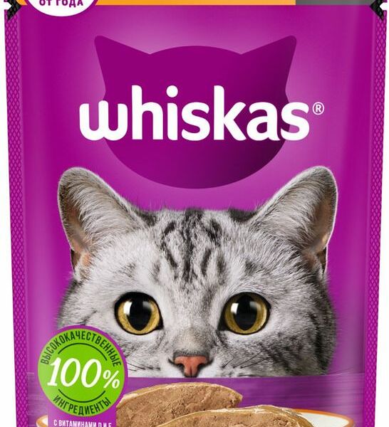Влажный корм для кошек Whiskas Паштет с курицей и индейкой