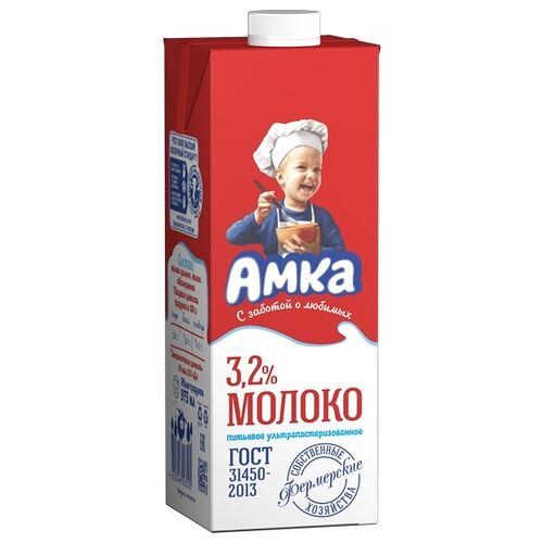 Молоко питьевое ультрапастеризованное Амка 3,2%