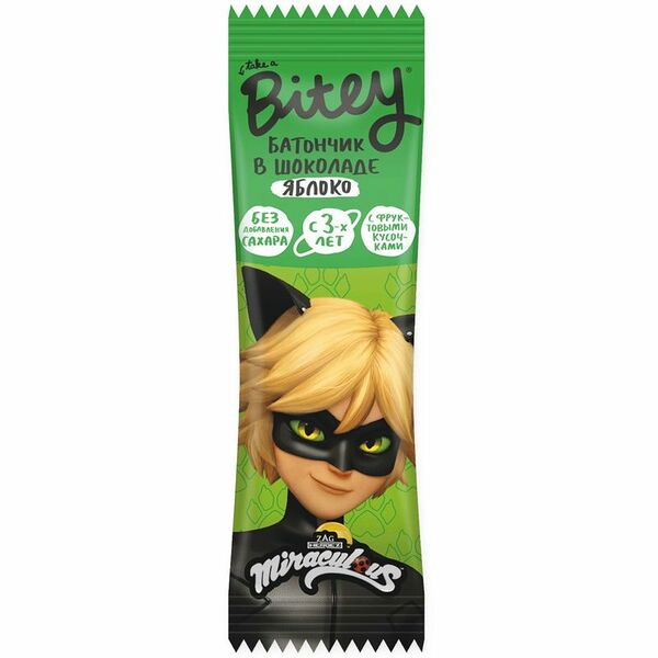 Батончик глазированный `TAKE A BITEY` MIRACULOUS злаково-фруктовый с кусочками фруктов Яблоко 35 г