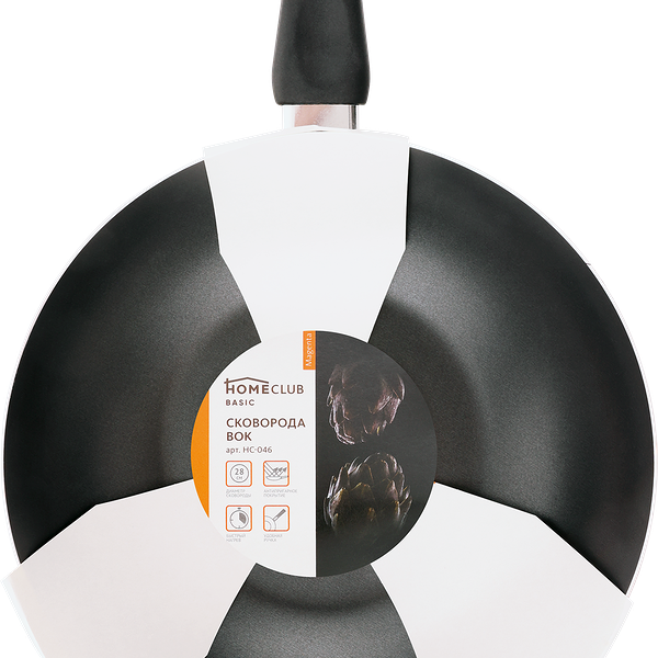 Сковорода-вок HOMECLUB Magenta 28см, штампованный алюминий, антипригарное покрытие Арт. HC-046