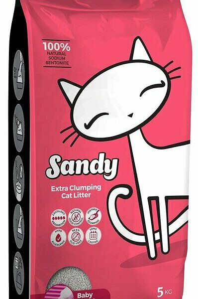 Наполнитель для кошачьего туалета SANDY комкующийся Baby Powder 5 кг