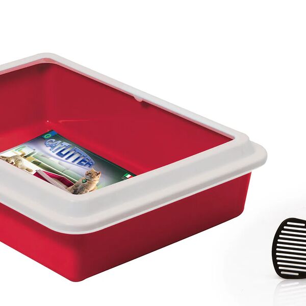 Туалет с бортиком/совком 43,5х34х11см красный