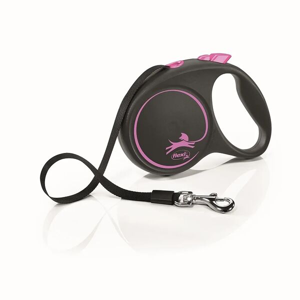 Flexi рулетка Black Design L до 50 кг, черный/розовый, 5 м 