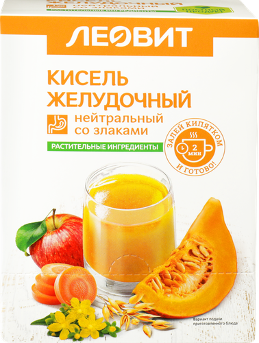 

Кисель Леовит Желудочный нейтральный со злаками 20 г х 5 шт.