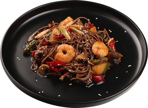 

Креветки в кисло-сладком соусе WOK с гречневой лапшой, 400 г