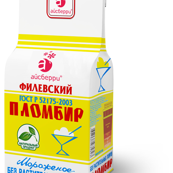 Мороженое Филевский пломбир ваниль брикет 12% (Айсберри) 450г