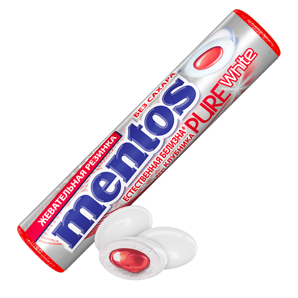 Жевательная резинка Mentos Pure white вкус Клубника без сахара