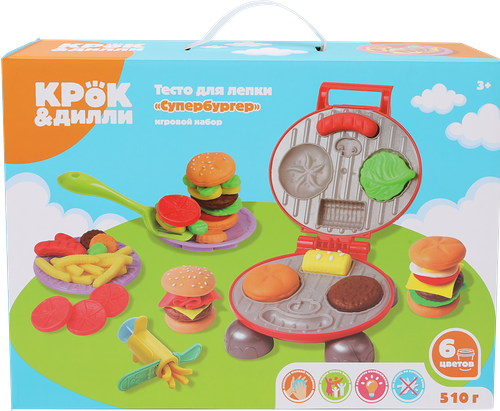 Тесто для лепки Крок&Дилли Супербургер, с аксессуарами, 15 предметов