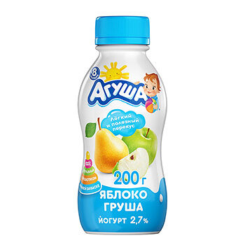 Йогурт питьевой Агуша 2.7% яблоко-груша с 8 месяцев