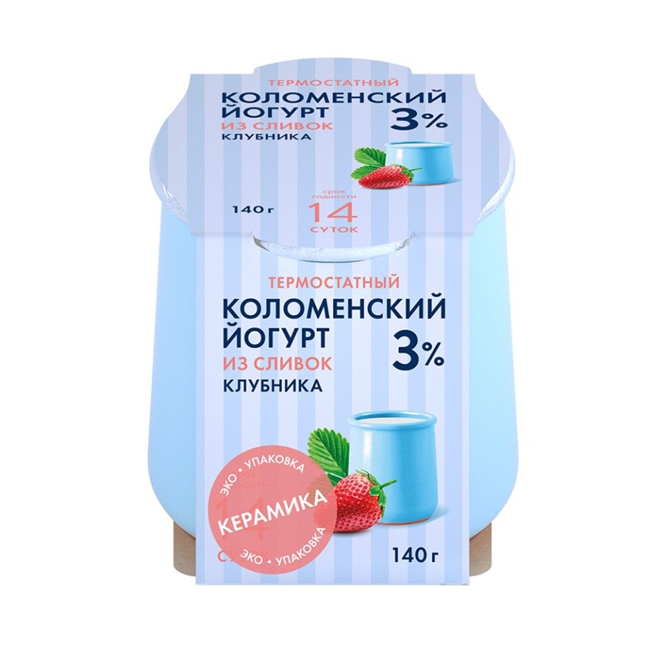 

Йогурт термостатный Коломенский клубника 3% 140 г
