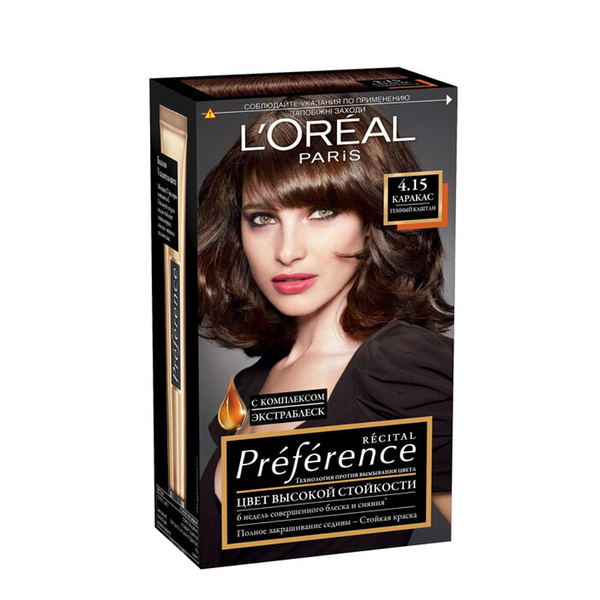 Стойкая краска для волос L'Oreal Paris Preference, оттенок 4.15, Каракас, темный каштан