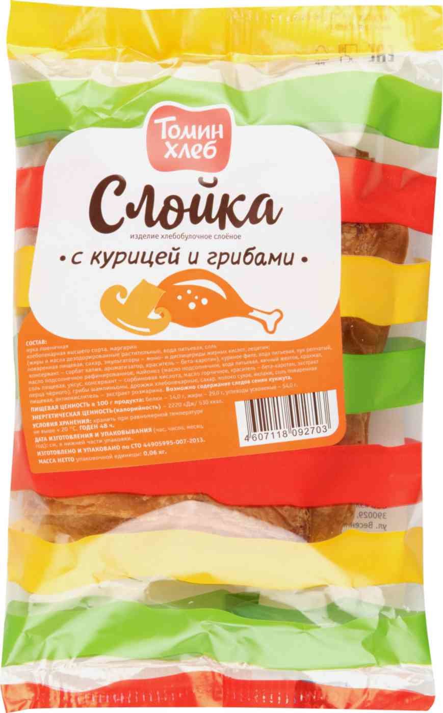 

Слойка Томин хлеб с курицей и грибами 60 г
