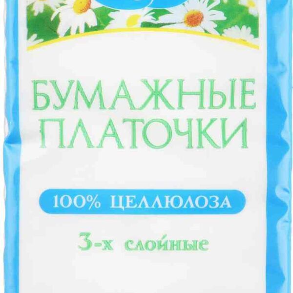 Платочки бумажные Ромашкин луг 3 слоя, 1 шт.