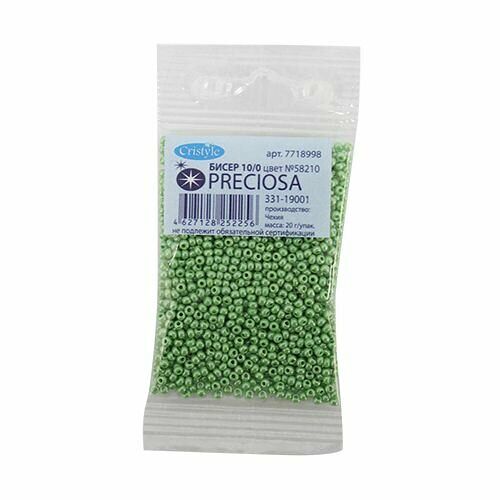 (58210) 331-19001-10/0 Бисер непрозрачный с жемчужным покрытием 10/0, круг.отв., 20гр Preciosa,упак