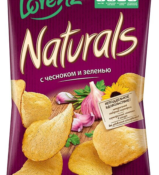 Чипсы картофельные Lorenz Naturals с чесноком и зеленью 100 г