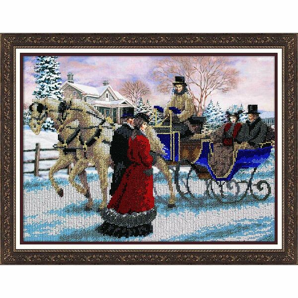 Б1489 Набор для вышивания бисером 'Зимняя прогулка'38х28см